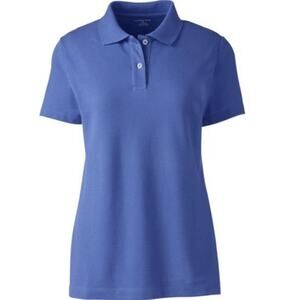 Lands End Womens Top Size 2X Blue Polo Top Short Sleeve Pique Cotton NEW!